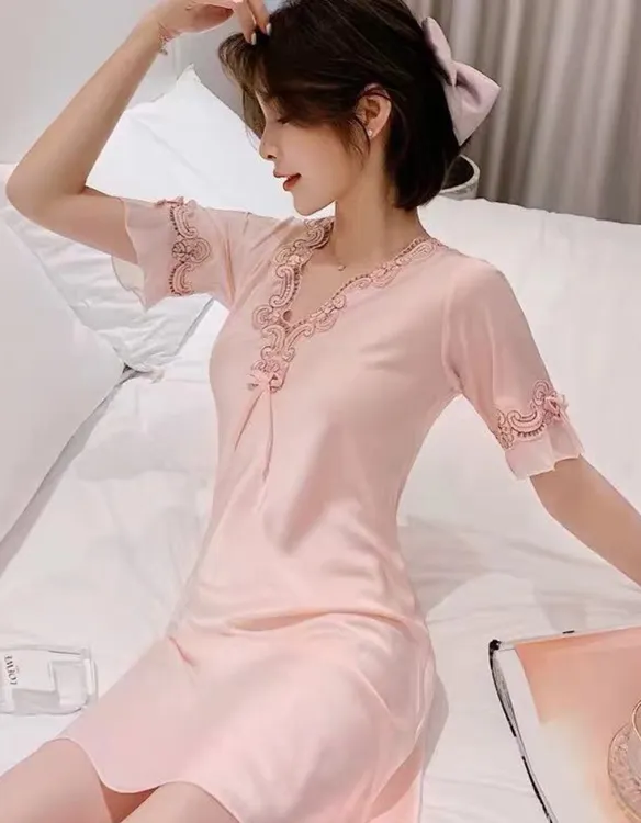 冰丝性感睡衣蕾丝睡裙亲肤舒适夏季时尚
