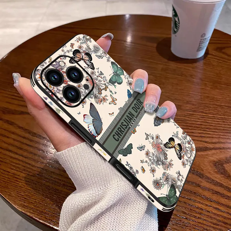 高档皮纹适用iPhone16promax手机壳个性蝴蝶苹果16创意女款15防摔