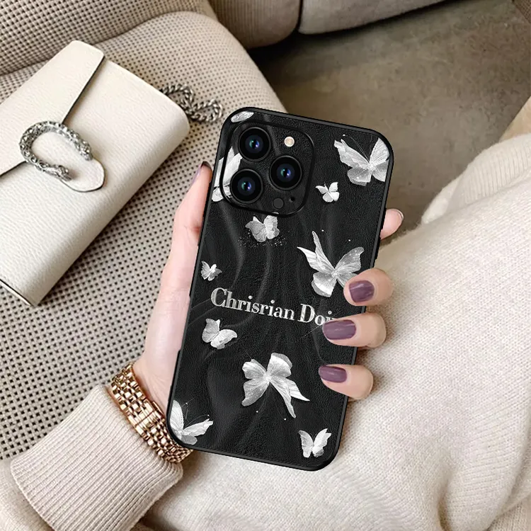 新款适用iPhone16promax手机壳黑白蝴蝶苹果15潮牌13pro防摔套14p