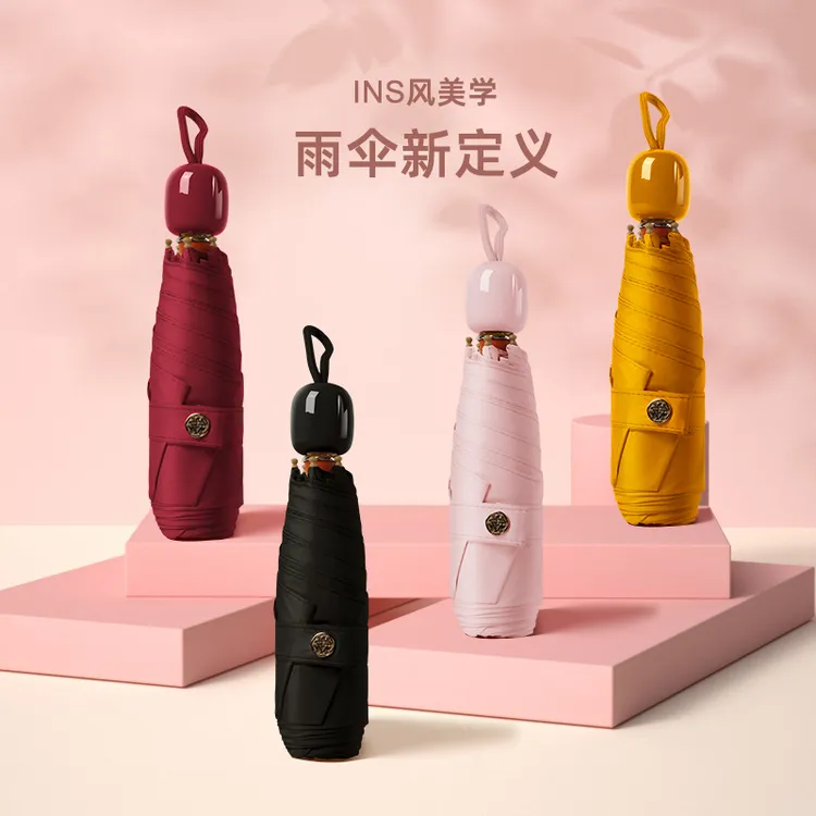 COMITTI/肯密狄迷你小黑伞五折礼品伞纯色晴雨伞防紫外线太阳伞女