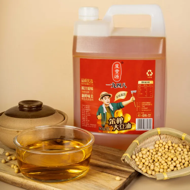 [纯压榨豆油]豆丰源东北非转基因冷榨豆油5L装零添加无勾兑