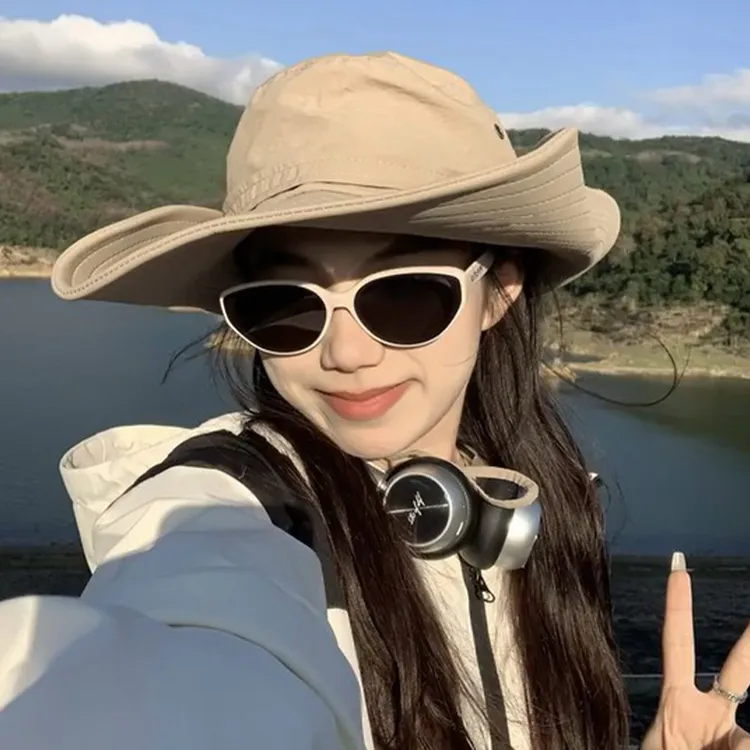 西部牛仔帽女夏季2024新款大檐防晒露营登山帽防紫外线渔夫帽子男