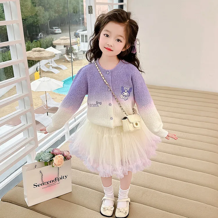 冬季新款女童凸凸裙套装库洛米春秋款2024新款儿童装女孩秋装洋气