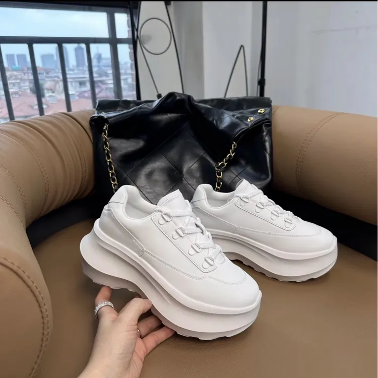 Lisa同款黑武士厚底老爹鞋女2025秋增高6cm小白鞋轻便休闲运动鞋