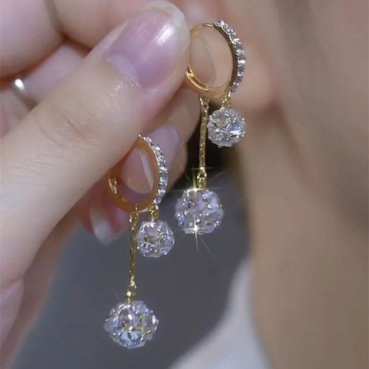 铜合金耳饰 高级超闪告白气球耳环奢华时尚百搭耳扣小众气质爆款