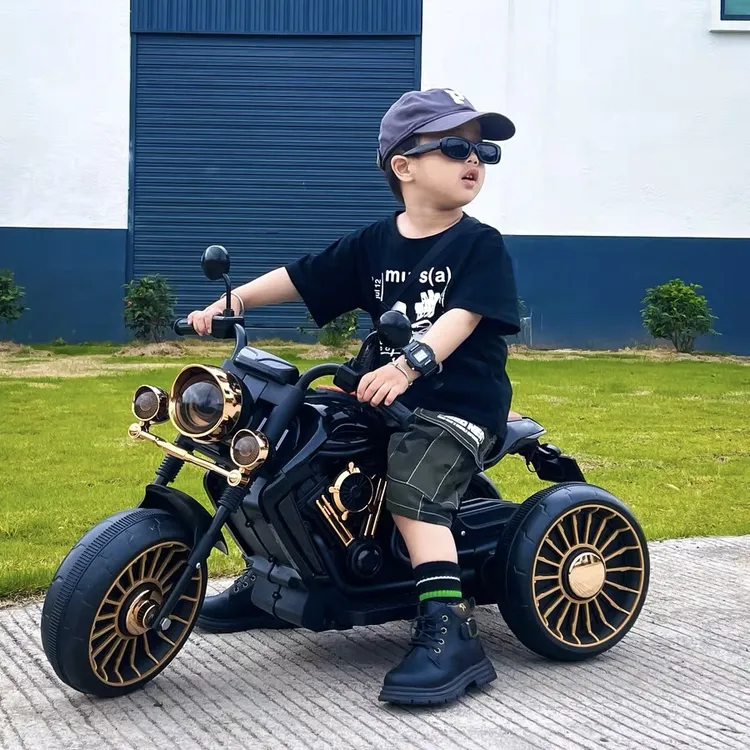 儿童电动摩托车三轮车男女孩1-5岁可坐人充电遥控电瓶生日礼物34
