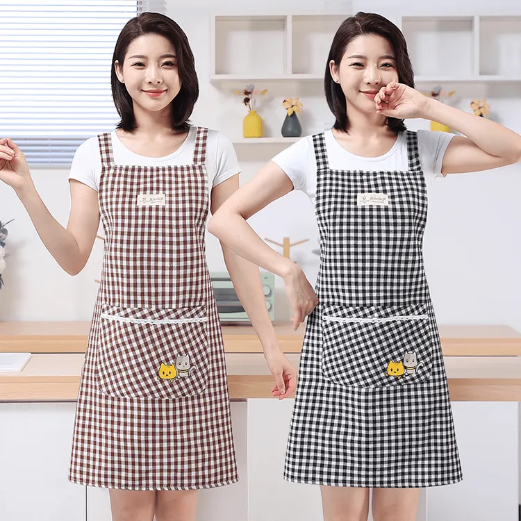 时尚围裙工作服家用做饭韩版围腰洋气可爱薄款透气成人无袖防污