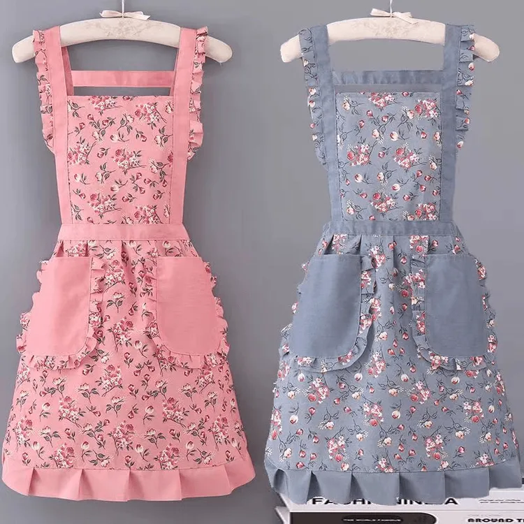 洋气帆布围裙厨房做饭防油防污耐磨时尚女上班工作服透气围腰