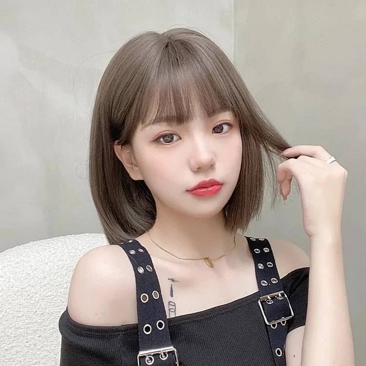 短发假发女自然全头套式前蕾丝网仿真发2023新款波波头整顶假发套