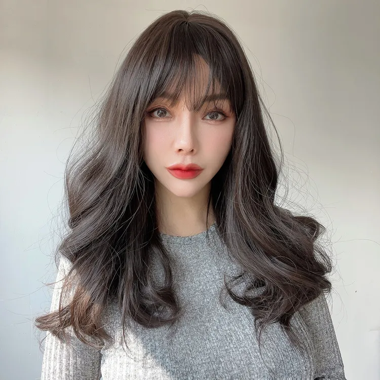 韩式温柔气质时尚假发女空气刘海长卷发自然显白减龄韩风整顶假发