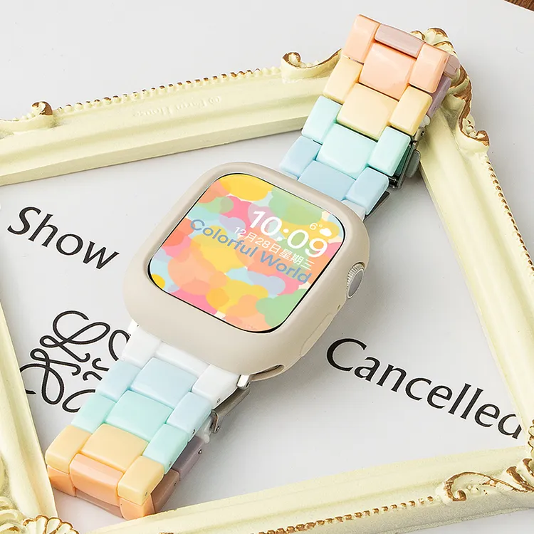 适用iwatch11苹果表带S10applewatch9夏天8透气SE创意7树脂表带女