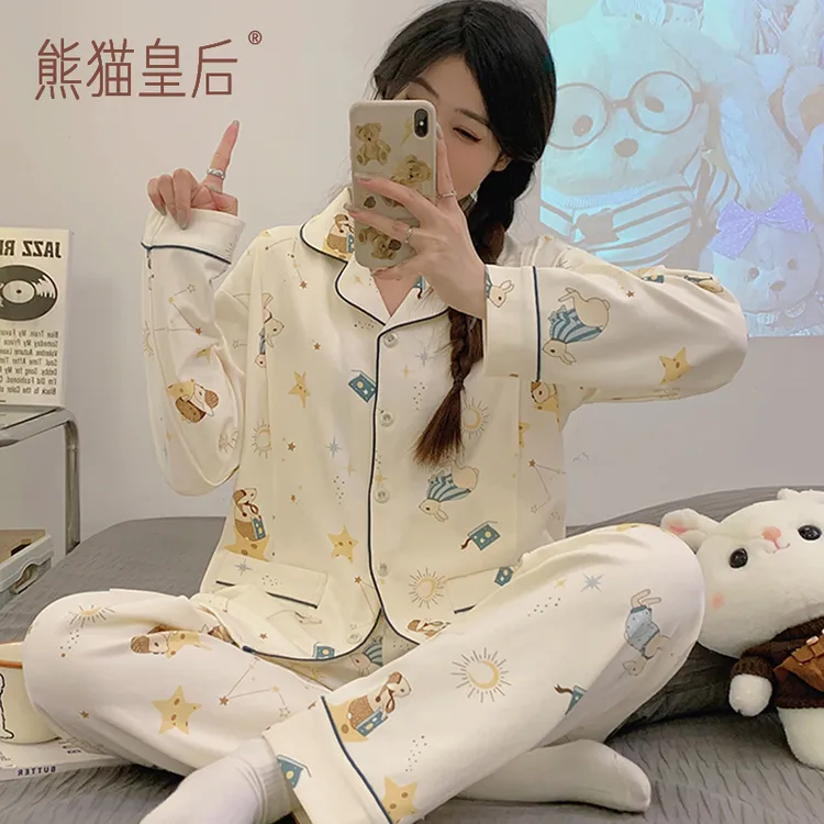 熊猫皇后月子服春秋纯产后棉哺乳孕妇睡衣夏季产妇喂奶家居服薄款