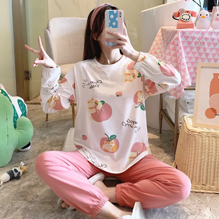 春秋款月子服产后哺乳8月份9孕妇睡衣女怀孕期秋季家居服喂奶坐月