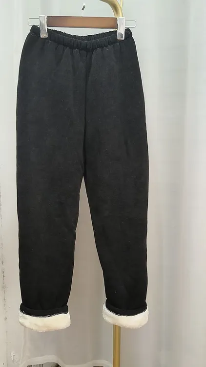 新款雪尼尔细条纹加绒加厚超厚棉裤保暖裤黑色秋冬冬季冬款休闲