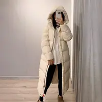 若宿/UCUB新款95白鸭绒加厚羽绒服女长款连帽过膝外套防风三防