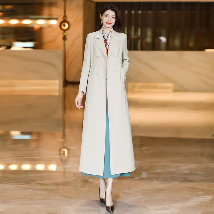 高级感英伦风衣外套女2025秋季新款正式场合气质长款过膝大衣502