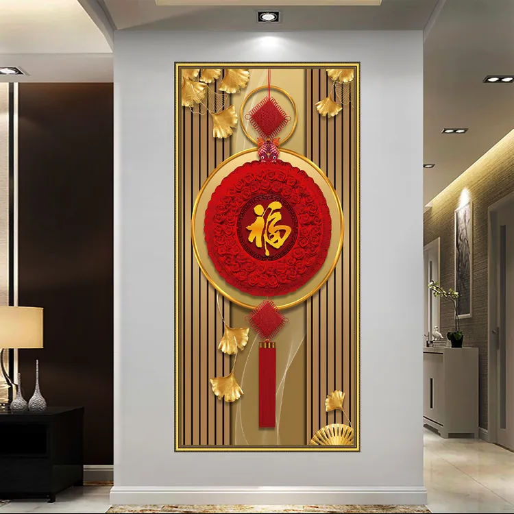 锐春新年款鸿福竖款自粘画中式福到房门过道楼梯玄关装饰贴画