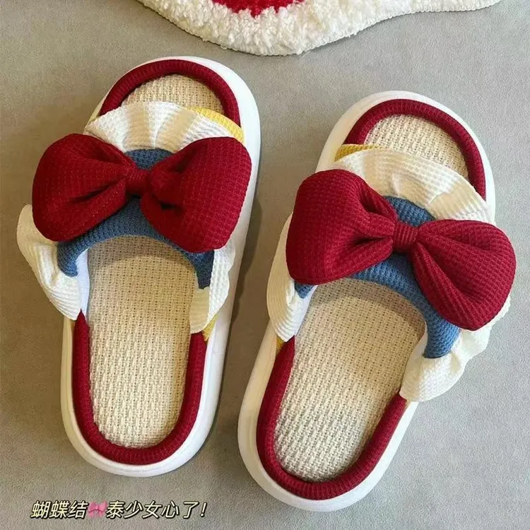 拖鞋女在逃公主鞋子单拖鞋春秋款静音时尚宿舍防滑亚麻四季拖T561