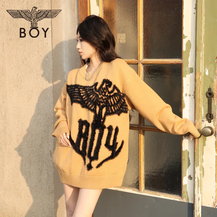 BOY LONDON秋冬情侣款上衣针织衫老鹰时尚百搭流光风毛衣N60002