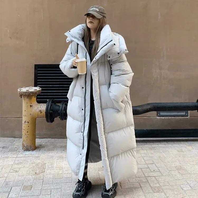 韩版潮流加长款棉服女加厚过膝宽松2025新款冬季学生保暖棉袄外套