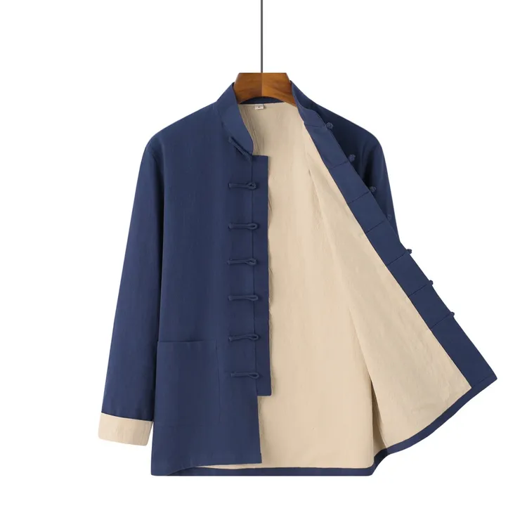 男士唐装汉服长袖套装外套中国风服饰男装中年男装太极服