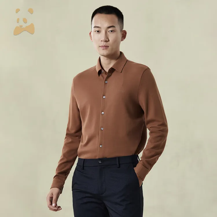 CANUDILO秋冬针织长袖衬衫男士翻领休闲款-8142250