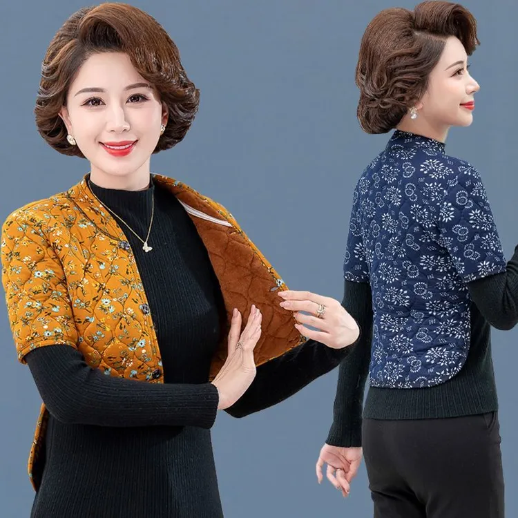 中老年加绒保暖驼绒马甲女中袖护腰款护肩宽松百搭背心女外穿坎肩