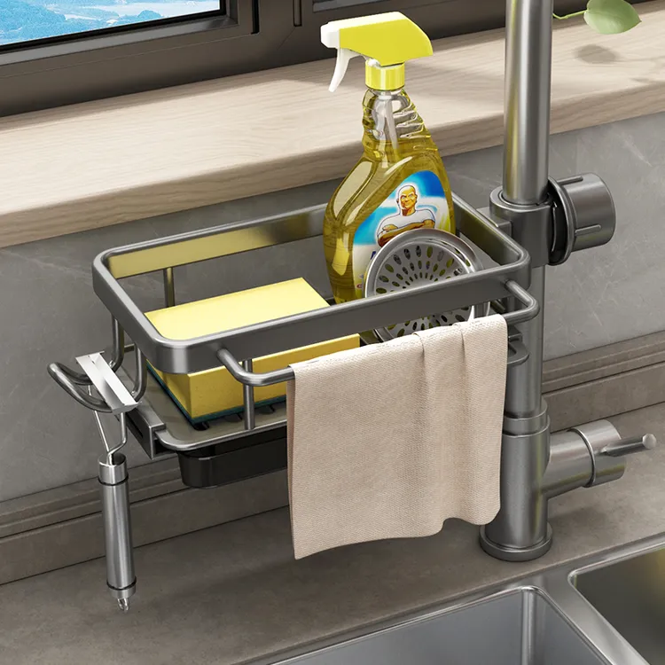 厨房水槽水龙头毛巾抹布置物碗架洗碗海绵擦沥水篮多功能收纳神器