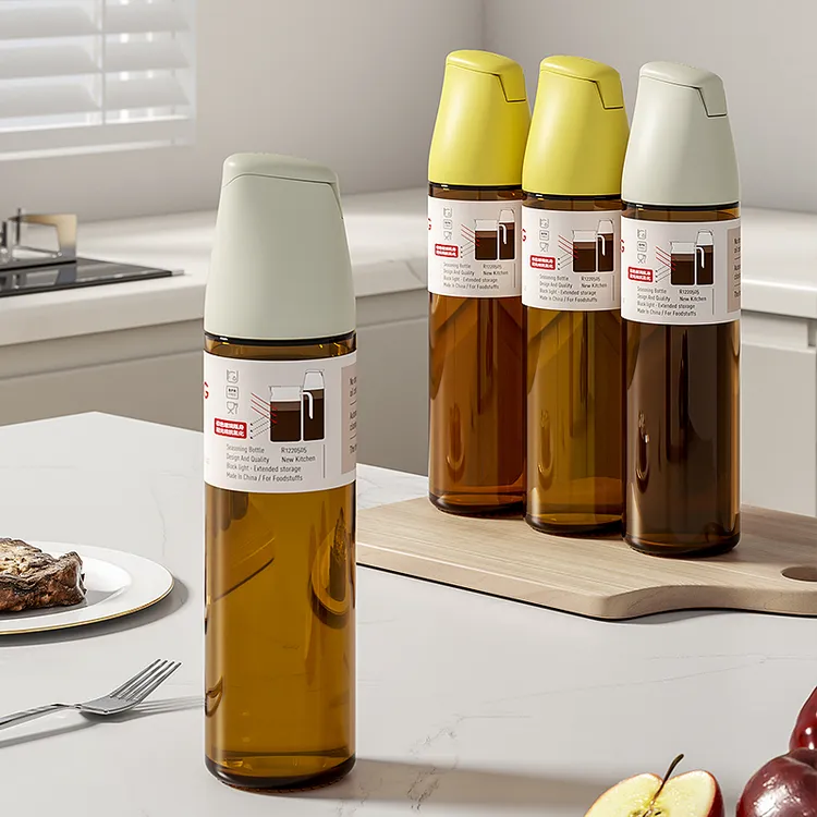 避光茶色玻璃油壶家用厨房酱油醋调料瓶自动开合防漏油瓶油罐油壸