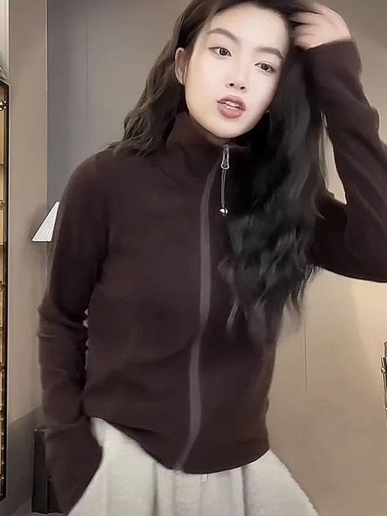外套女春秋韩版长袖时尚休闲立领百搭打底修身显瘦秋冬气质上衣潮