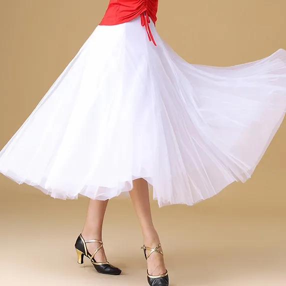 直播款广场舞半身裙  新款拉丁长摆跳舞裙子 网纱演出长裙 大摆表