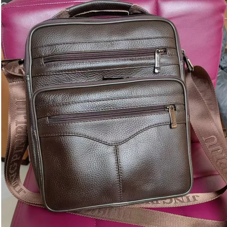 2024爆款男士大号牛皮单肩包多隔层大容量手提斜挎包背包男款