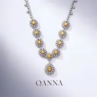 QANNA【4.3克拉 豪华雏菊】18K金天然钻石高级晚宴款黄钻钻石项链AF
