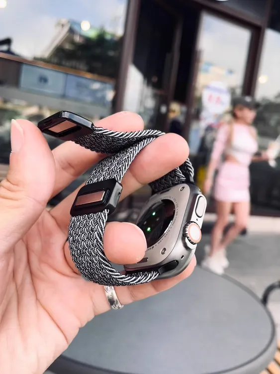 弹力编织适用苹果手表iwatch表带s987磁吸扣Ultra回环针织s10钢扣