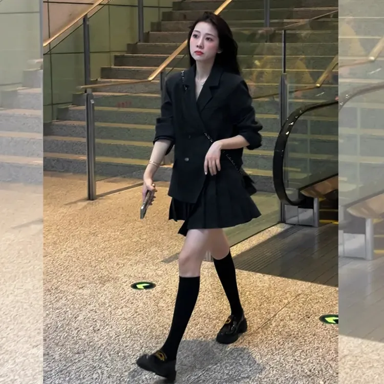 连衣裙褶皱秋季炸街短裙不褪色小个子显瘦轻职风韩版0196