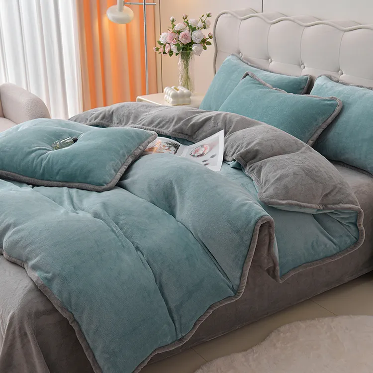 冬季加厚牛奶绒被套单件冬天珊瑚绒床上床单单人被罩双面绒单被套