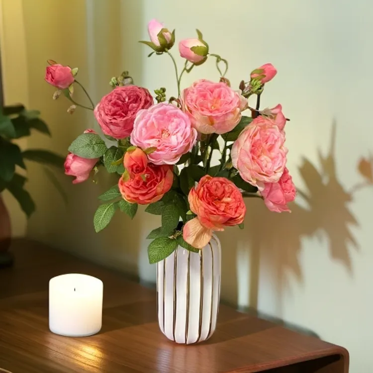 高端假花仿真花奥斯丁玫瑰客厅装饰玄关餐桌门店装点花艺花瓶摆件