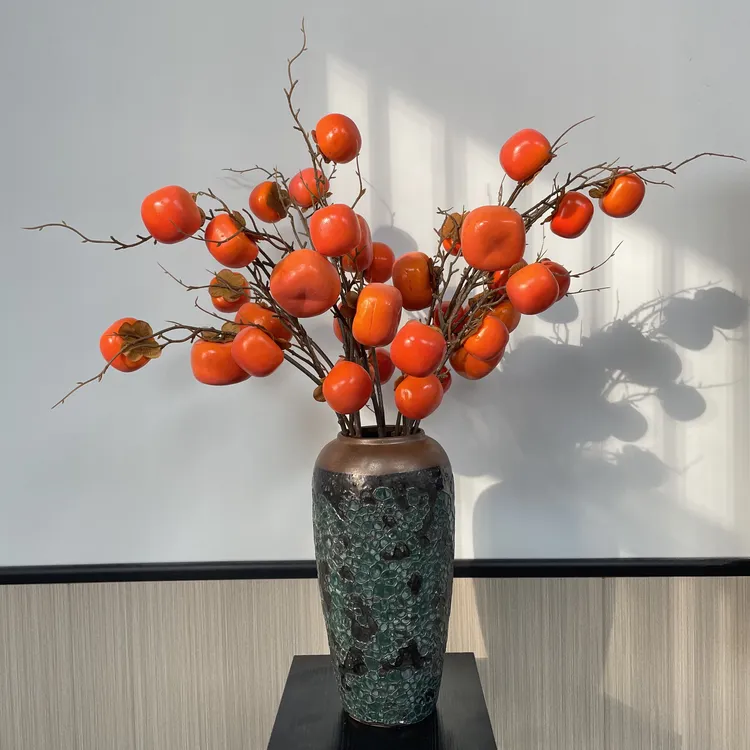 高端仿真花柿子轻奢新中式客厅办公室家居装饰摆件结婚开业礼品商品图