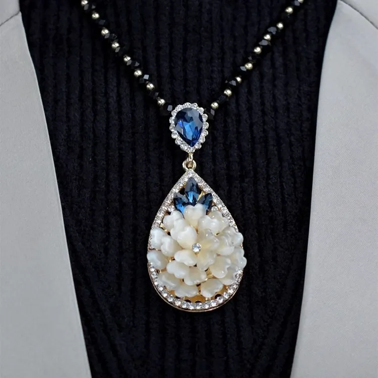 盛世花开长款秋冬毛衣链气质时尚百搭轻奢配饰女款毛衣项链挂件