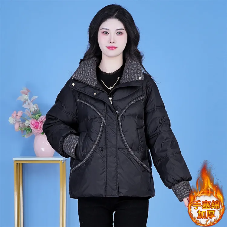 2024年冬季新款高级感韩版时尚加厚保暖棉服女气质立领显瘦外套潮