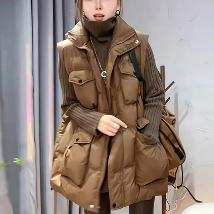 2025秋冬季新款女装中长款棉服马甲外套女士小个子高级感小众上衣