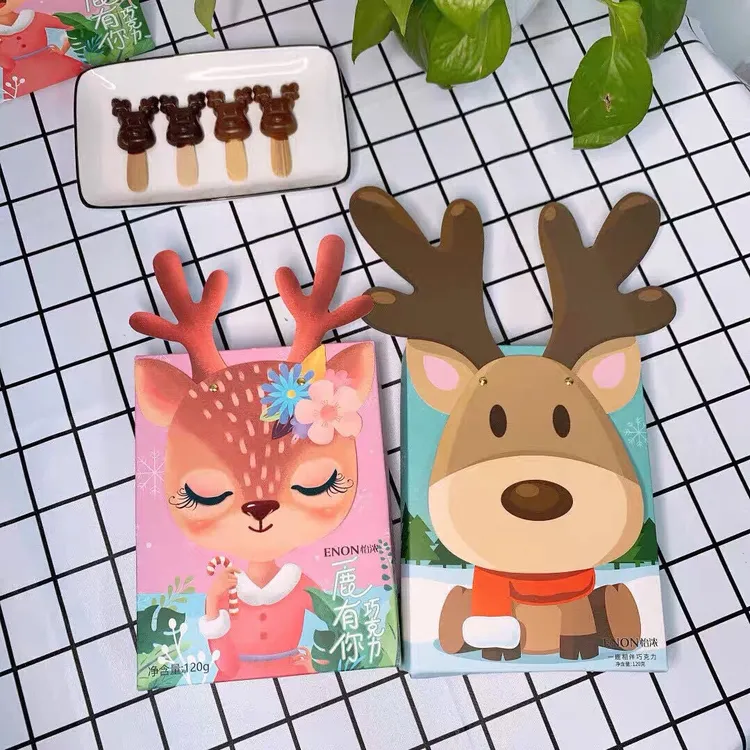 怡浓麋鹿巧克力纯可可脂牛奶黑巧克力棒棒糖节日礼物圣诞节礼盒