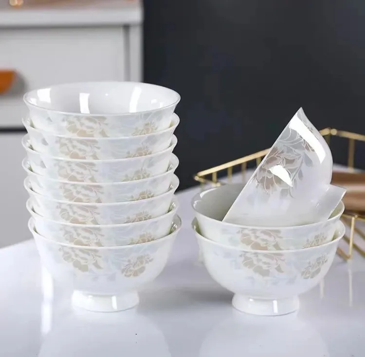 6个装4.5英寸高脚米饭碗景德镇陶瓷餐具家用防烫吃饭碗米饭碗