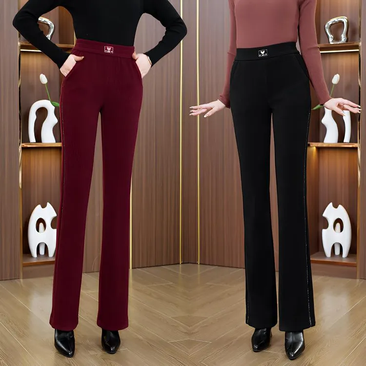 秋冬爆款直筒微喇裤2025新款高腰显瘦休闲加绒加厚百搭减龄喇叭裤