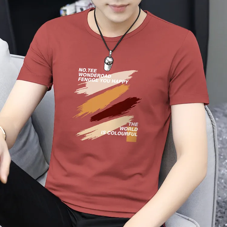 莫代尔纤维t恤男士短袖冰丝速干圆领上衣服潮牌夏季半袖凉感体恤