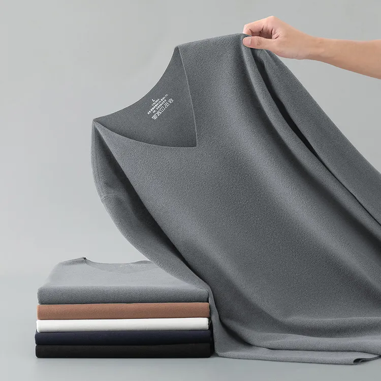 双面德绒长袖t恤男士内衣V领打底衣冬季无痕保暖防寒发热内穿秋衣