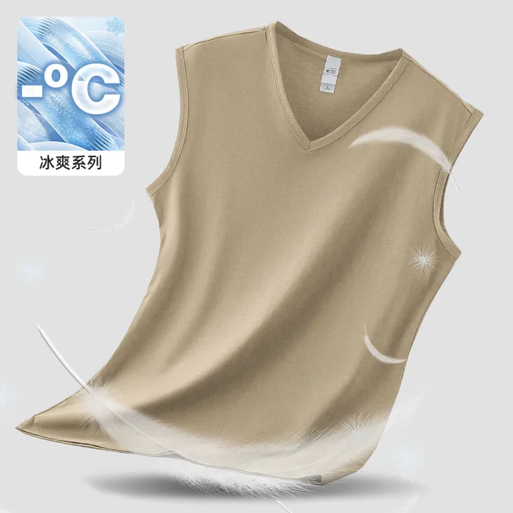 莫代尔纤维男士背心夏季健身篮球速干冰丝凉感无袖t恤V领运动坎肩