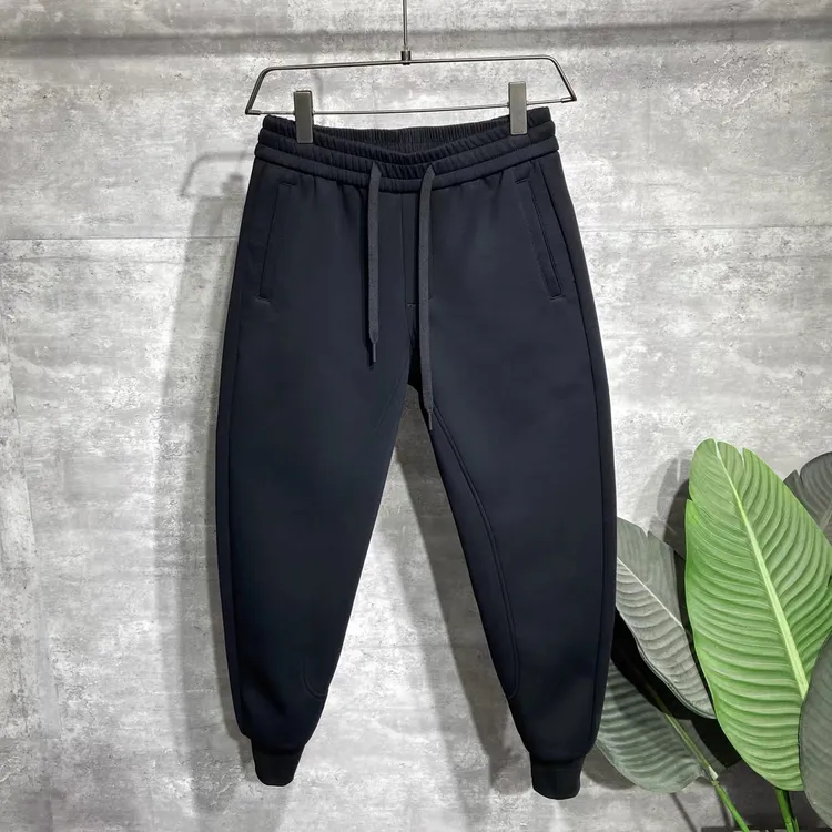 高品质休闲裤男秋季黑色简约长裤纯色时尚百搭男卫裤宽松束脚裤潮