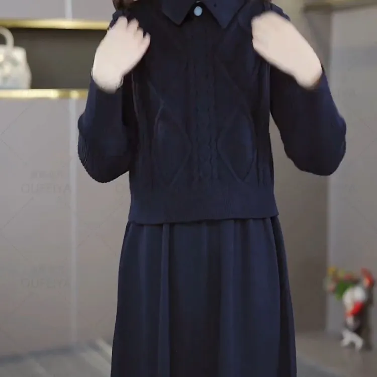 宽松洋气长袖百搭显瘦春秋冬连衣裙秋季针织打底秋冬极简风