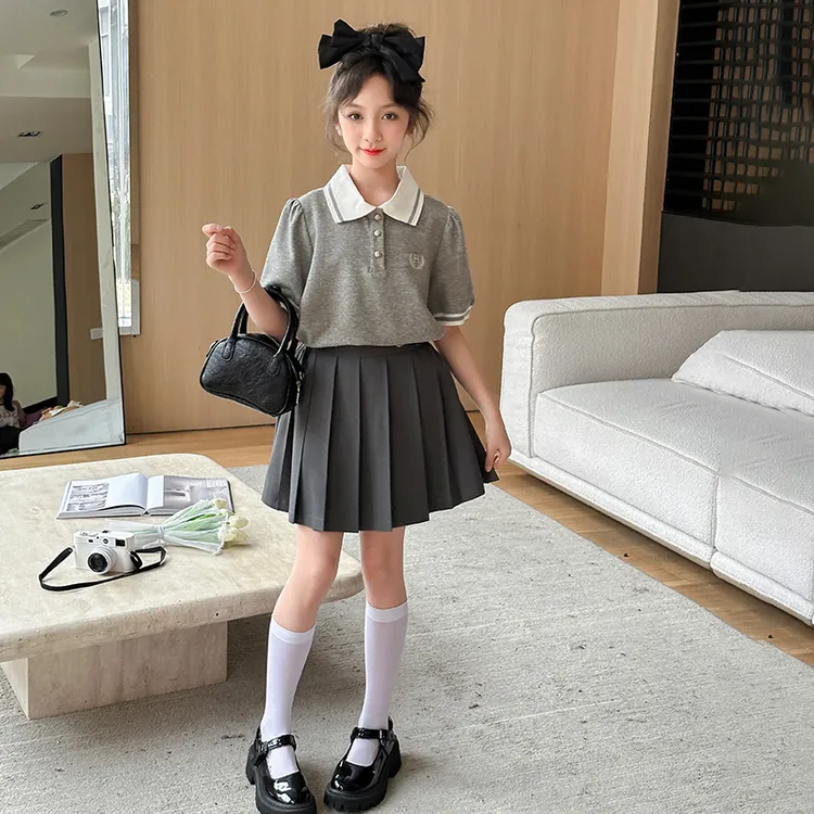 女童百褶裙套装夏装时髦洋气夏季裙子2024新款儿童百褶裙学院风